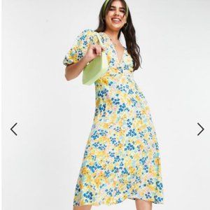 ASOS Influence midi tea dress in yellow floral